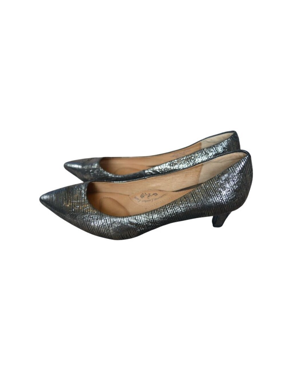 Sofft Altessa Kitten Heels Silver Striped Pumps Women's Size 9.5 Business Chic